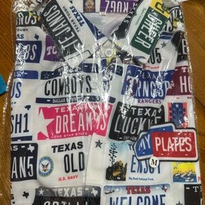 License Plate Print Casual Button Down Shirt